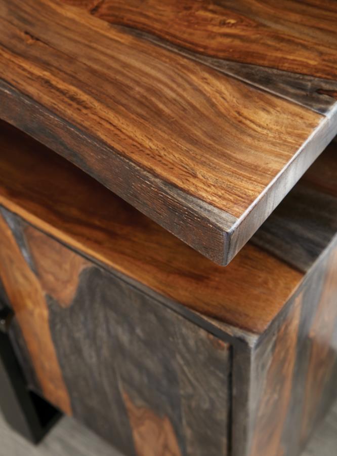 Coaster 110185 Ditman gray black sheesham finish wood gunmetal base buffet sideboard server cabinet