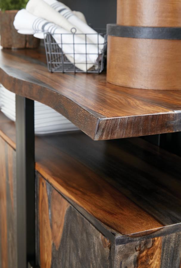 Coaster 110185 Ditman gray black sheesham finish wood gunmetal base buffet sideboard server cabinet