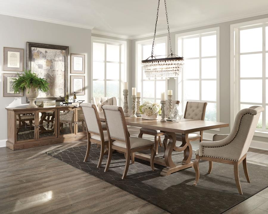 Coaster Glen Cove 7 pc Barley Brown Wood Dining Table Set – 110291-S7
