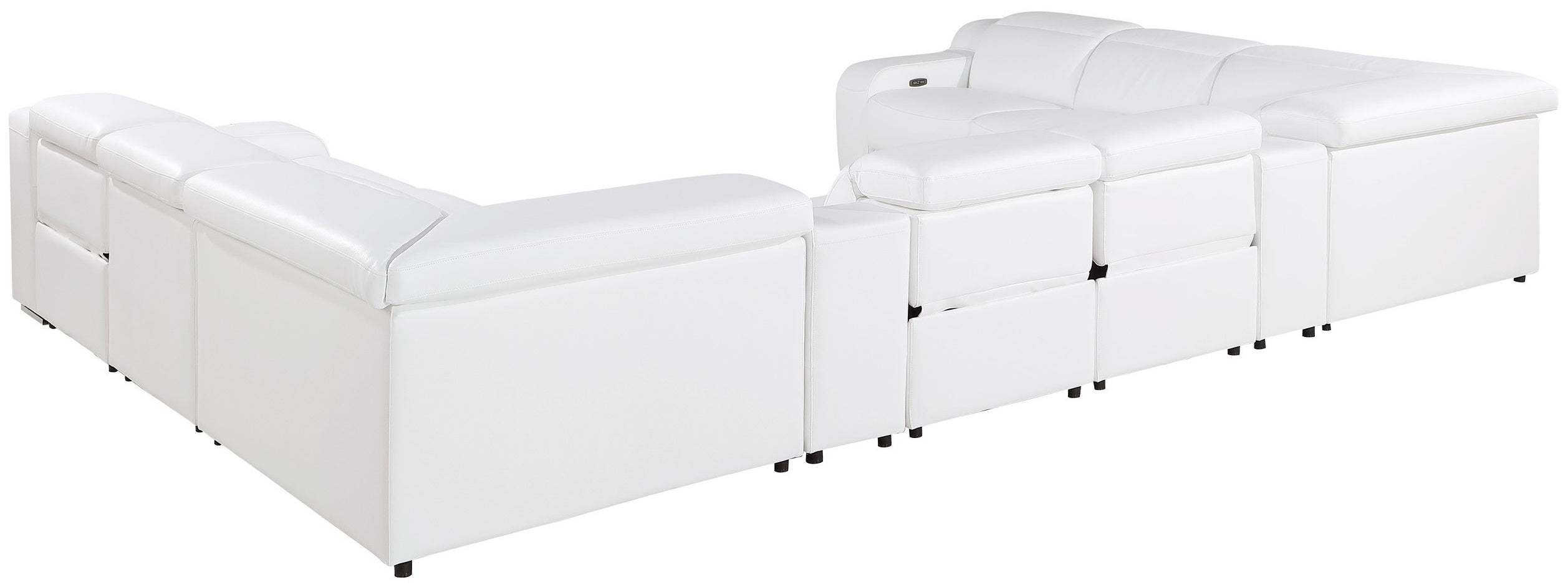 Global United 1116WH-10PC 10pc DivanItalia white italian leather power reclining u shaped sectional sofa power adjustable headrests