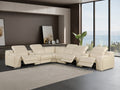 Global United 1116BG-8PC 8 pc DivanItalia beige italian leather power reclining sectional sofa power adjustable headrests