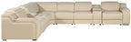 Global United 1116BG-8PC 8 pc DivanItalia beige italian leather power reclining sectional sofa power adjustable headrests