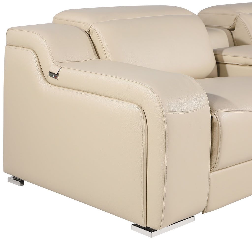 Global United 1116BG-8PC 8 pc DivanItalia beige italian leather power reclining sectional sofa power adjustable headrests