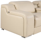 Global United 1116BG-8PC 8 pc DivanItalia beige italian leather power reclining sectional sofa power adjustable headrests