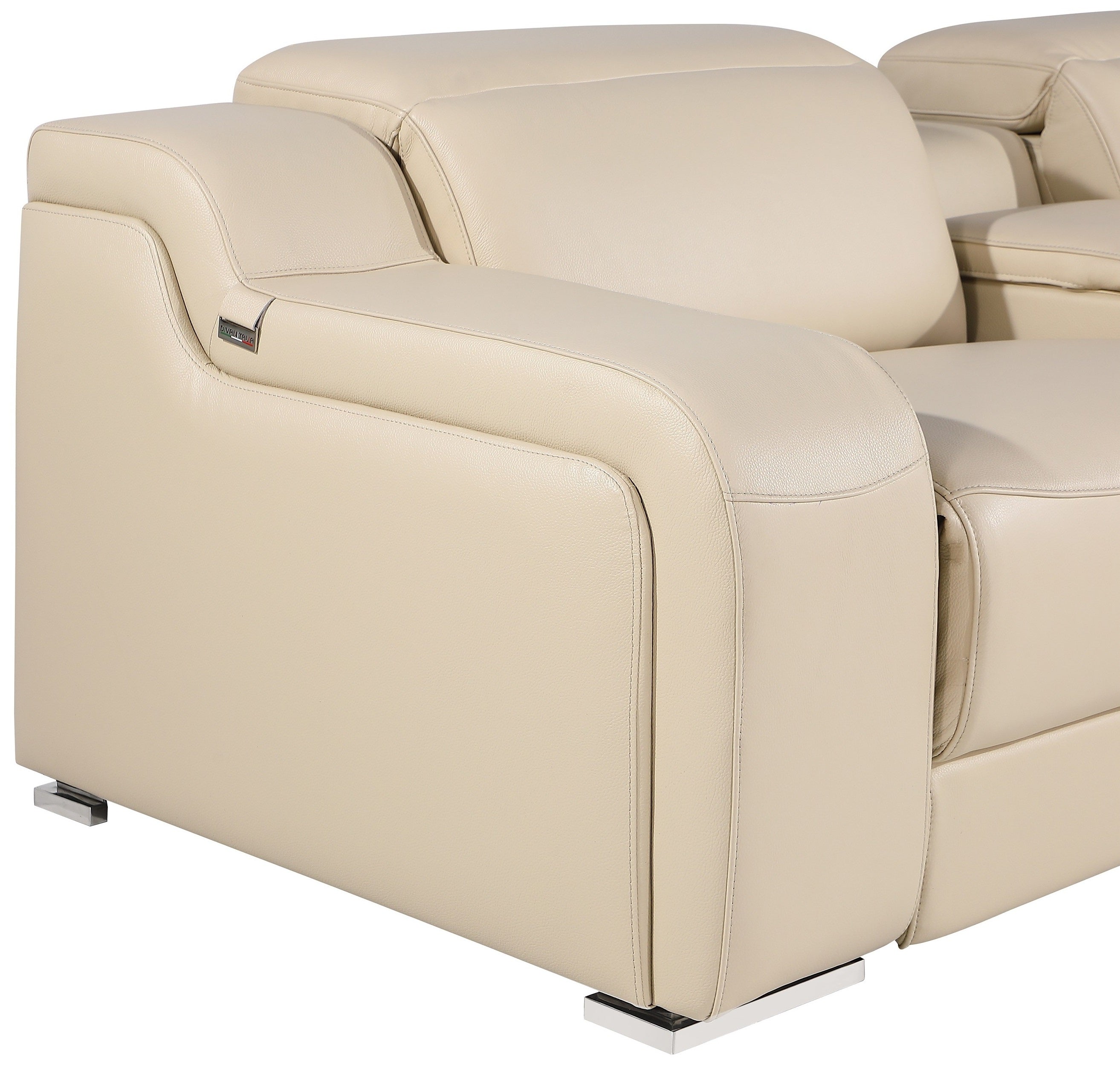 Global United 1116BG-8PC 8 pc DivanItalia beige italian leather power reclining sectional sofa power adjustable headrests