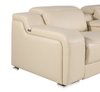 Global United 1116BG-10PC 10 pc DivanItalia beige italian leather power reclining U shaped sectional sofa power adjustable headrests