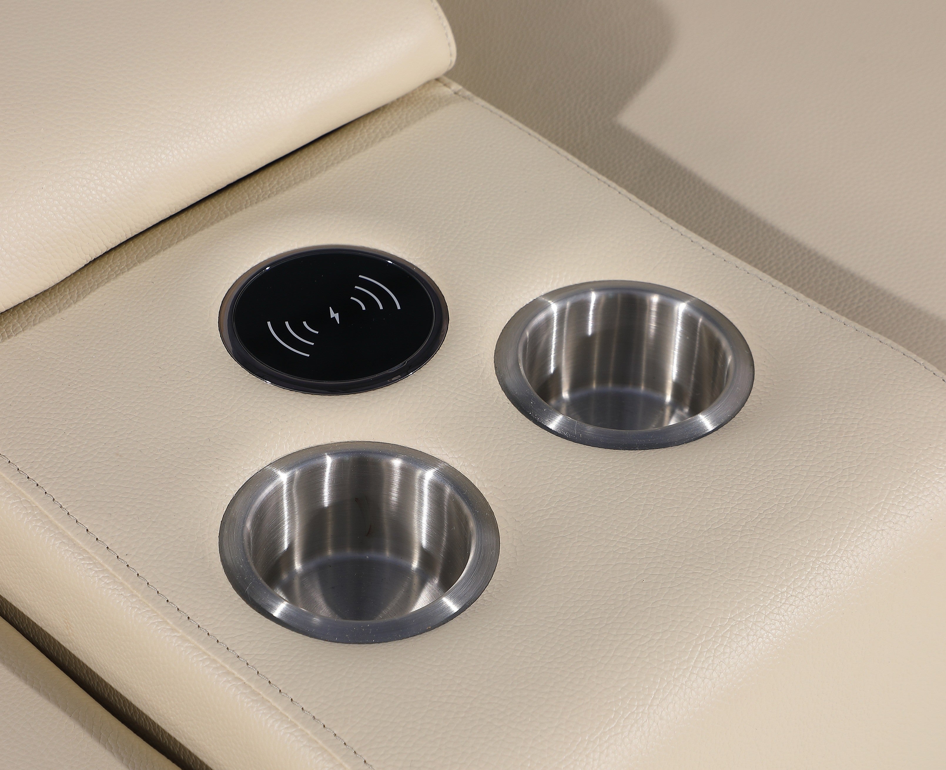 Global United 1116BG-10PC 10 pc DivanItalia beige italian leather power reclining U shaped sectional sofa power adjustable headrests