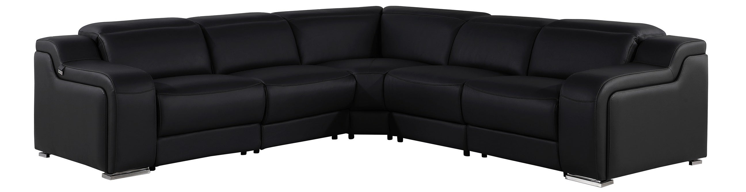 Global United 1116BK-5PC 5 pc DivanItalia black italian leather power reclining sectional sofa power adjustable headrests
