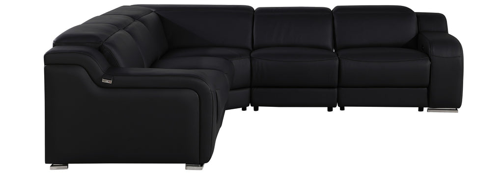 Global United 1116BK-5PC 5 pc DivanItalia black italian leather power reclining sectional sofa power adjustable headrests