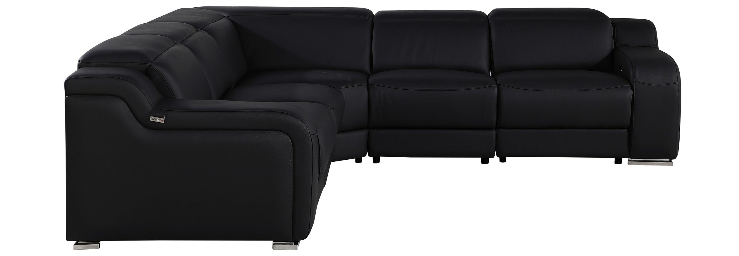 Global United 1116BK-5PC 5 pc DivanItalia black italian leather power reclining sectional sofa power adjustable headrests