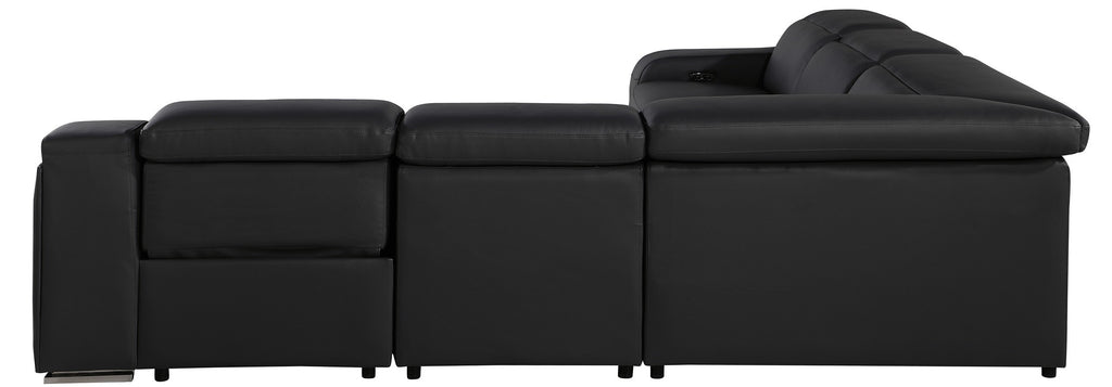 Global United 1116BK-5PC 5 pc DivanItalia black italian leather power reclining sectional sofa power adjustable headrests