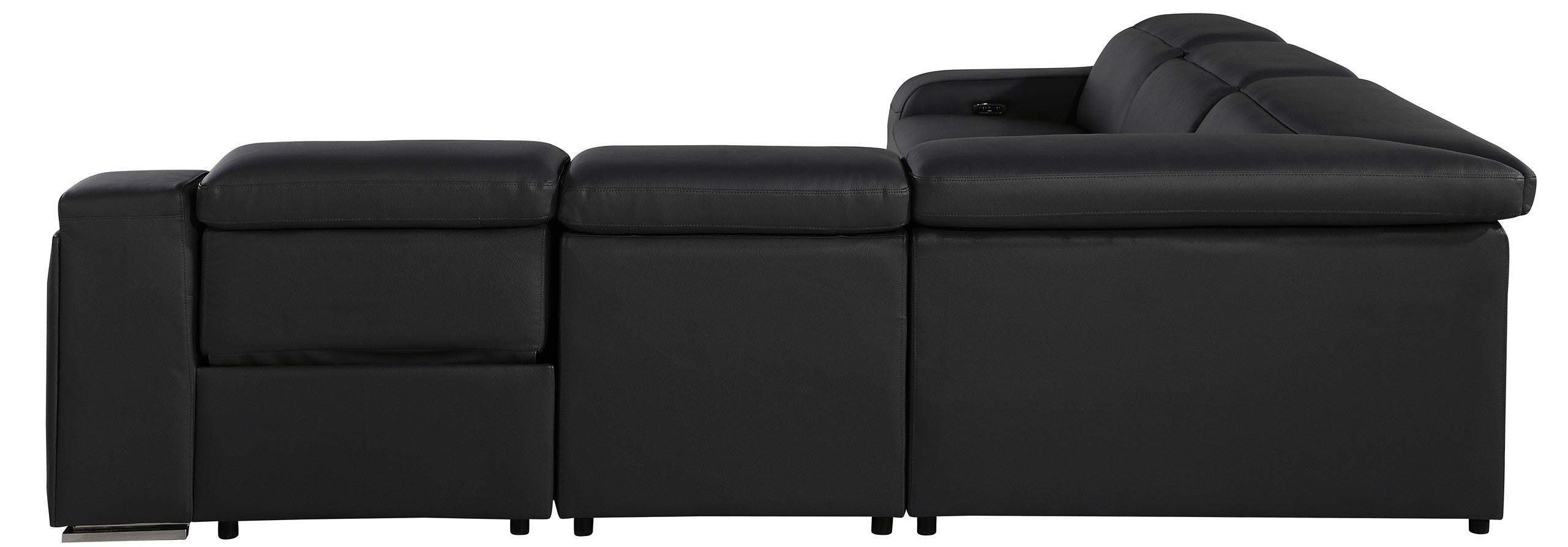 Global United 1116BK-5PC 5 pc DivanItalia black italian leather power reclining sectional sofa power adjustable headrests