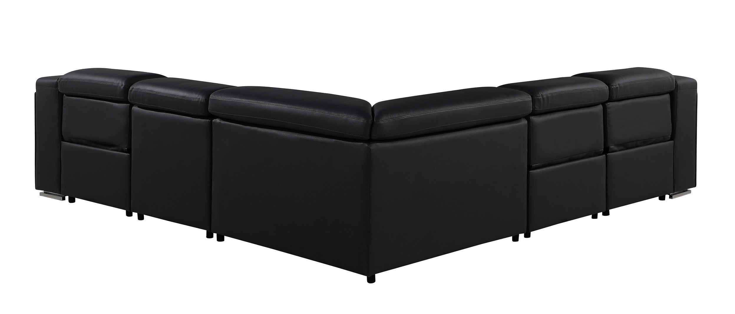 Global United 1116BK-5PC 5 pc DivanItalia black italian leather power reclining sectional sofa power adjustable headrests