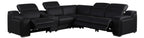 Global United 1116BK-6PC 6 pc DivanItalia black italian leather power reclining sectional sofa power adjustable headrests
