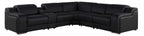 Global United 1116BK-6PC 6 pc DivanItalia black italian leather power reclining sectional sofa power adjustable headrests