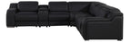 Global United 1116BK-6PC 6 pc DivanItalia black italian leather power reclining sectional sofa power adjustable headrests