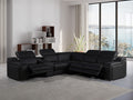 Global United 1116BK-6PC 6 pc DivanItalia black italian leather power reclining sectional sofa power adjustable headrests
