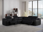 Global United 1116BK-6PC 6 pc DivanItalia black italian leather power reclining sectional sofa power adjustable headrests