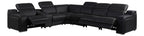 Global United DivanItalia Black Italian Leather 7-Piece Power Reclining Sectional Sofa with Power Adjustable Headrests – 1116BK-7PC