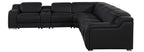 Global United DivanItalia Black Italian Leather 7-Piece Power Reclining Sectional Sofa with Power Adjustable Headrests – 1116BK-7PC