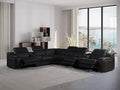 Global United 1116BK-8PC 8 pc DivanItalia black italian leather power reclining sectional sofa power adjustable headrests