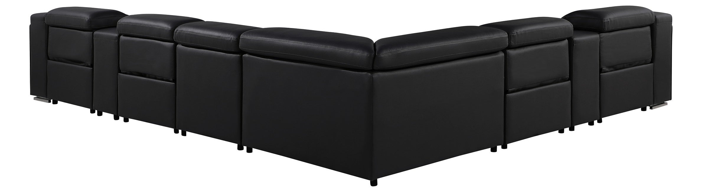Global United 1116BK-8PC 8 pc DivanItalia black italian leather power reclining sectional sofa power adjustable headrests