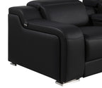 Global United DivanItalia Black Italian Leather 7-Piece Power Reclining Sectional Sofa with Power Adjustable Headrests – 1116BK-7PC