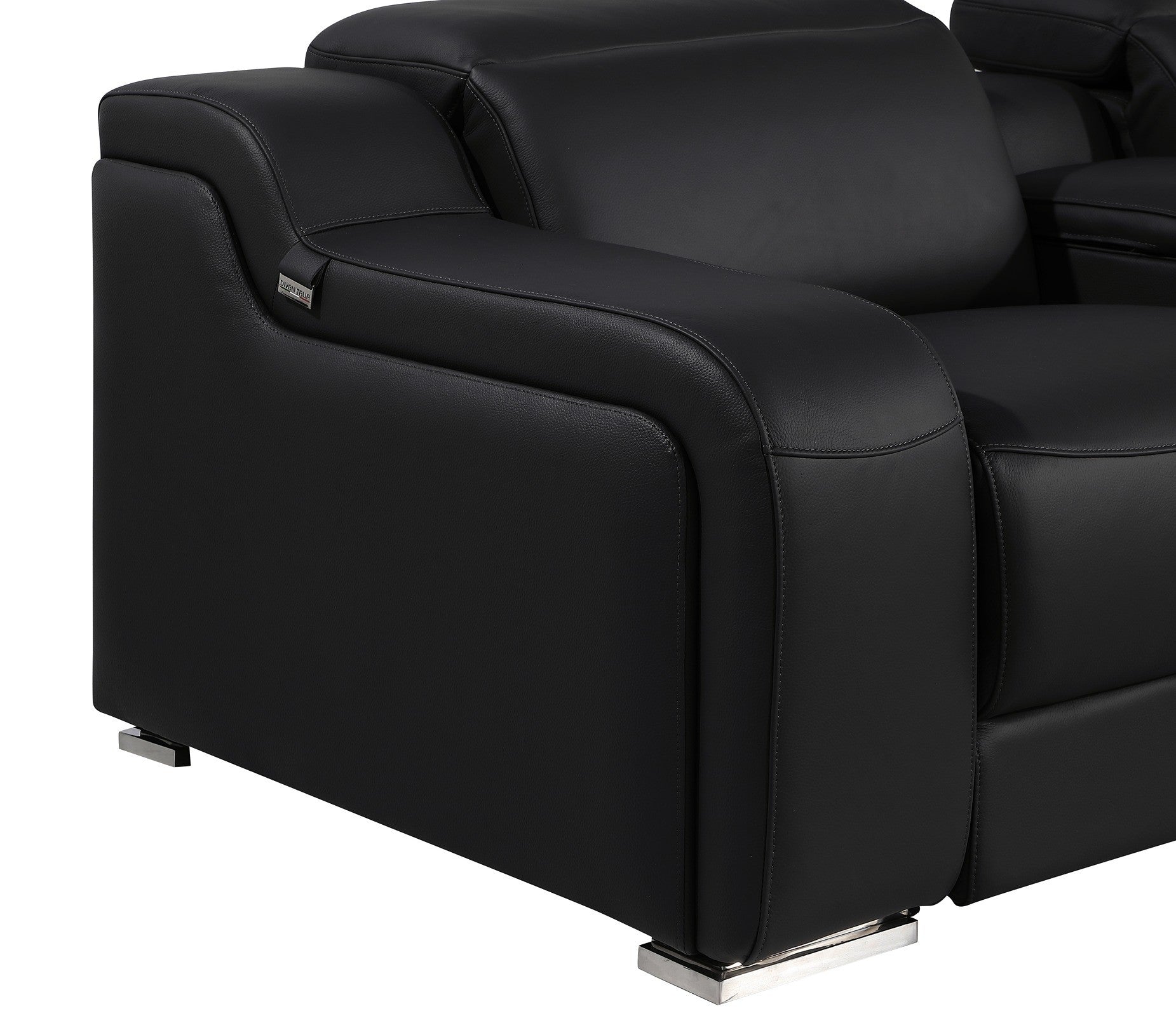 Global United DivanItalia Black Italian Leather 7-Piece Power Reclining Sectional Sofa with Power Adjustable Headrests – 1116BK-7PC