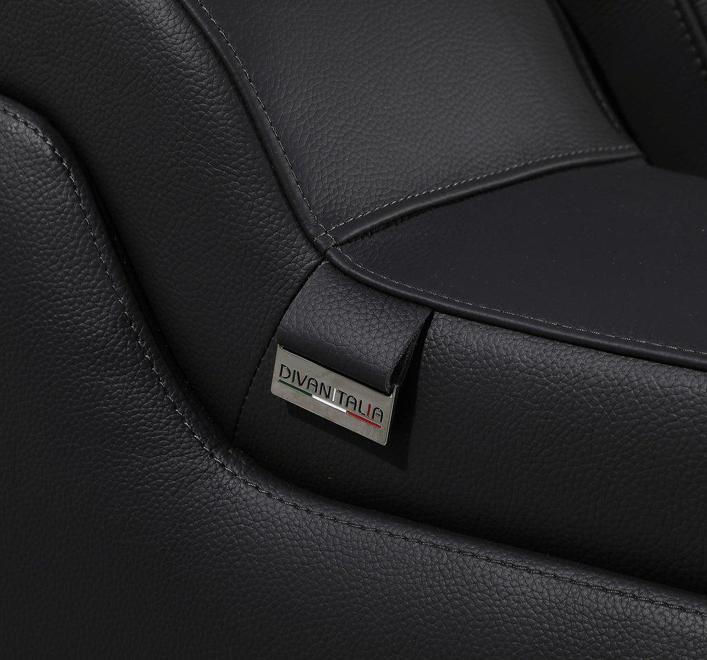 Global United 1116BK-6PC 6 pc DivanItalia black italian leather power reclining sectional sofa power adjustable headrests