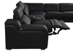 Global United 1116BK-6PC 6 pc DivanItalia black italian leather power reclining sectional sofa power adjustable headrests