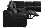 Global United 1116BK-8PC 8 pc DivanItalia black italian leather power reclining sectional sofa power adjustable headrests