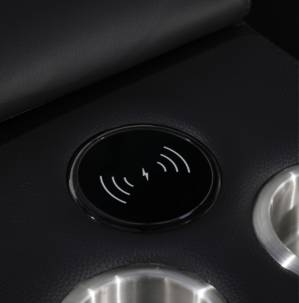 Global United 1116BK-6PC 6 pc DivanItalia black italian leather power reclining sectional sofa power adjustable headrests