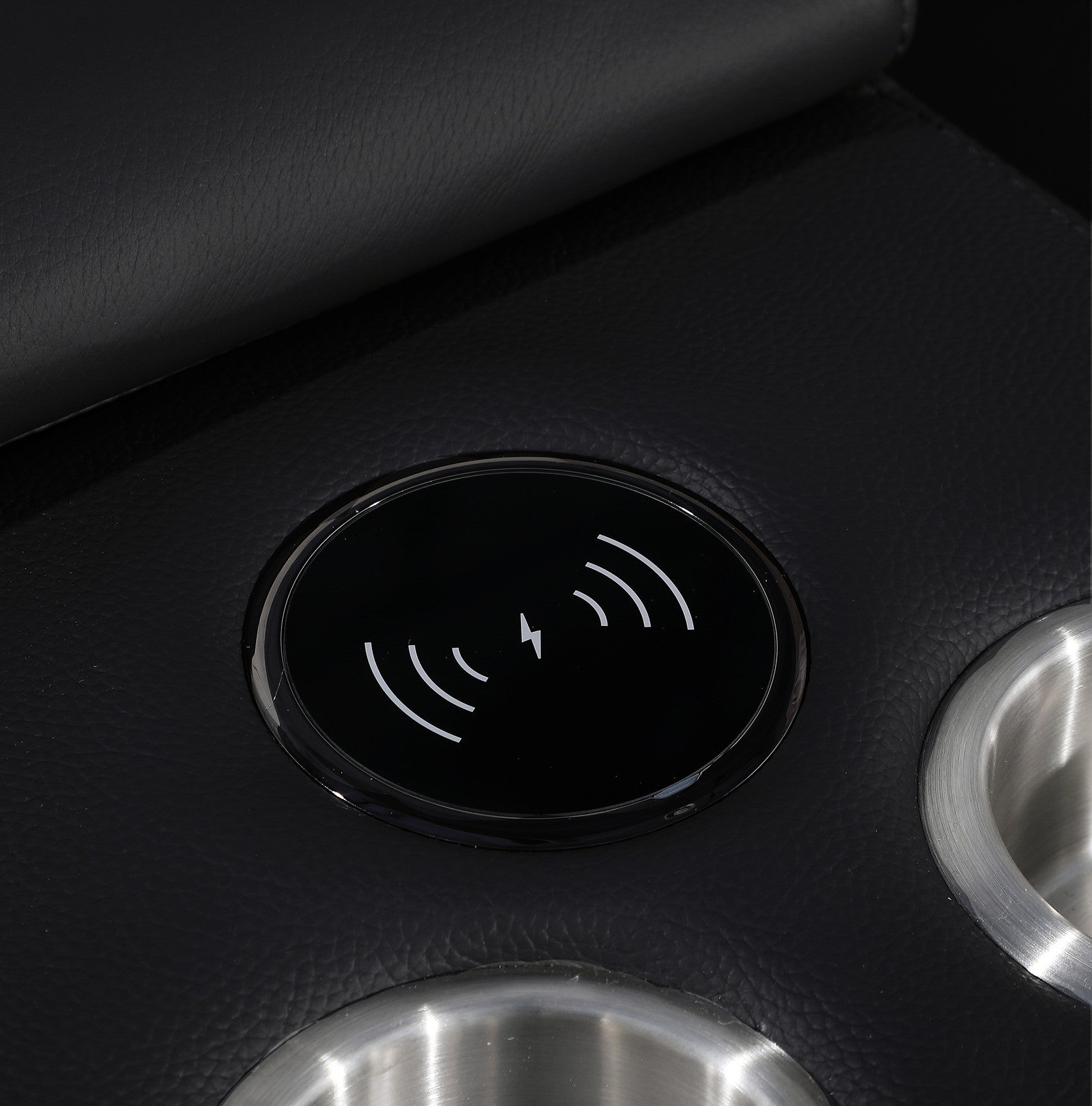 Global United 1116BK-6PC 6 pc DivanItalia black italian leather power reclining sectional sofa power adjustable headrests