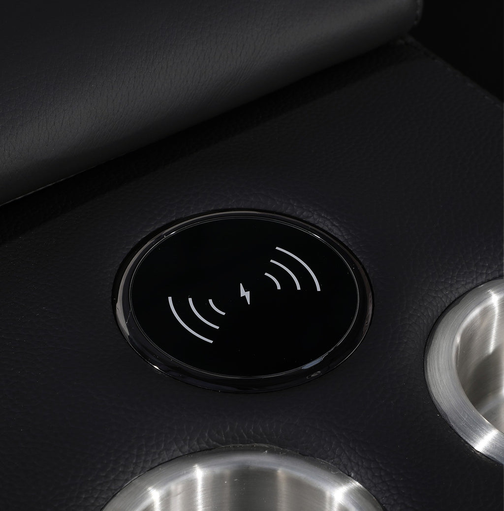 Global United 1116BK-8PC 8 pc DivanItalia black italian leather power reclining sectional sofa power adjustable headrests