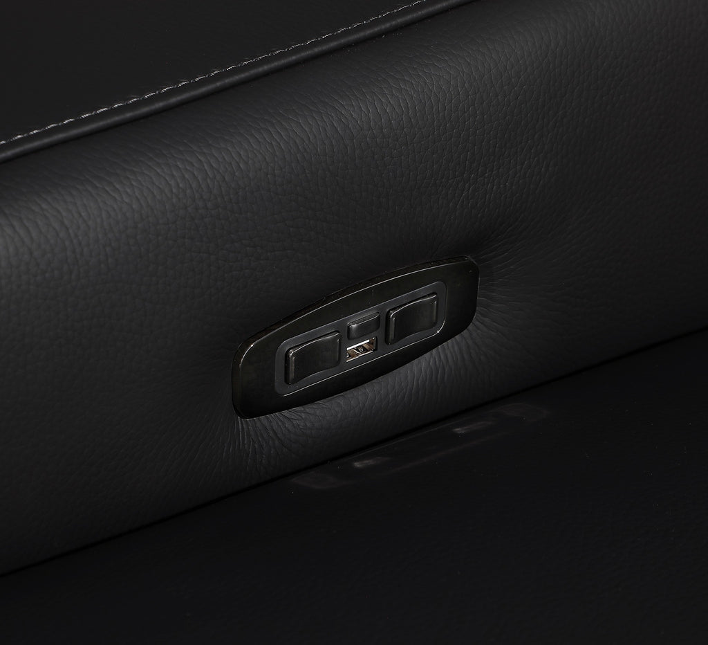 Global United 1116BK-5PC 5 pc DivanItalia black italian leather power reclining sectional sofa power adjustable headrests