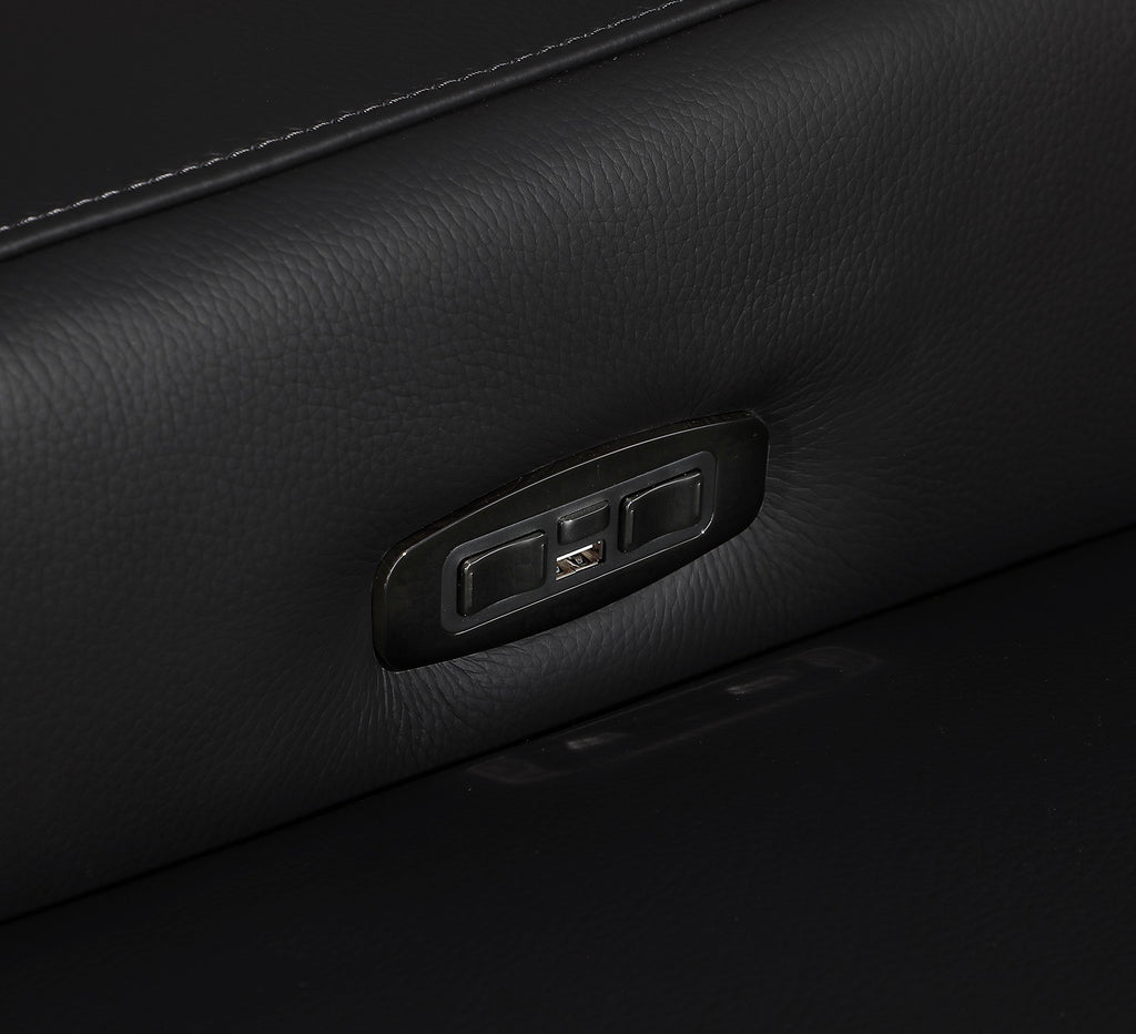 Global United 1116BK-8PC 8 pc DivanItalia black italian leather power reclining sectional sofa power adjustable headrests