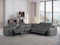 Global United 1116DG-6PC 6 pc DivanItalia dark grey italian leather power reclining sectional sofa power adjustable headrests