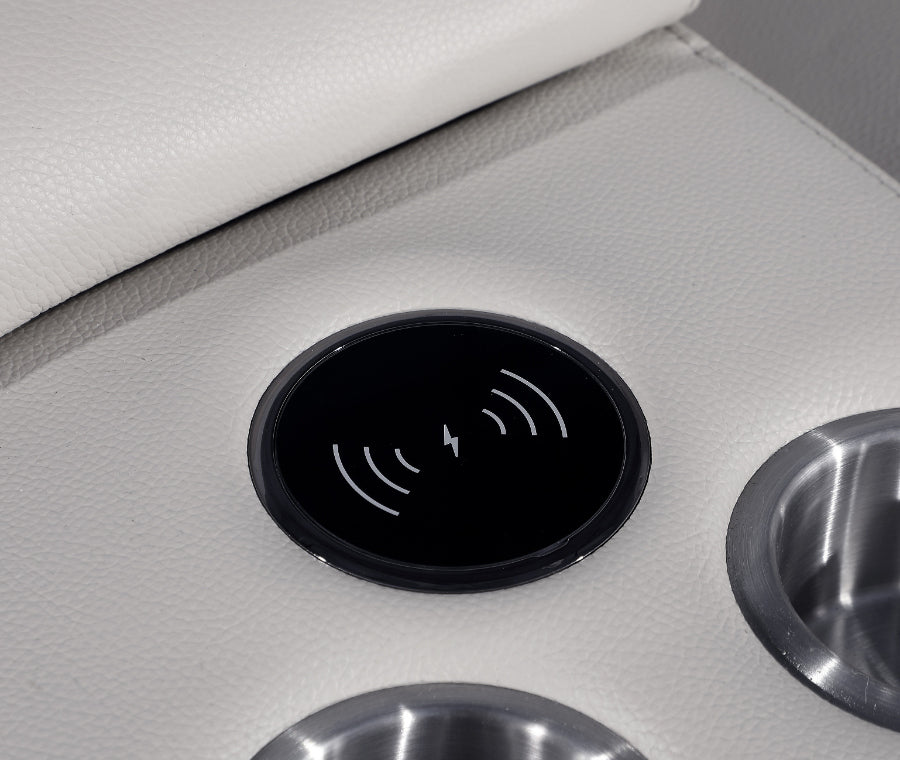 Global United 1116LG-8PC 8 pc DivanItalia light grey italian leather power reclining sectional sofa power adjustable headrests