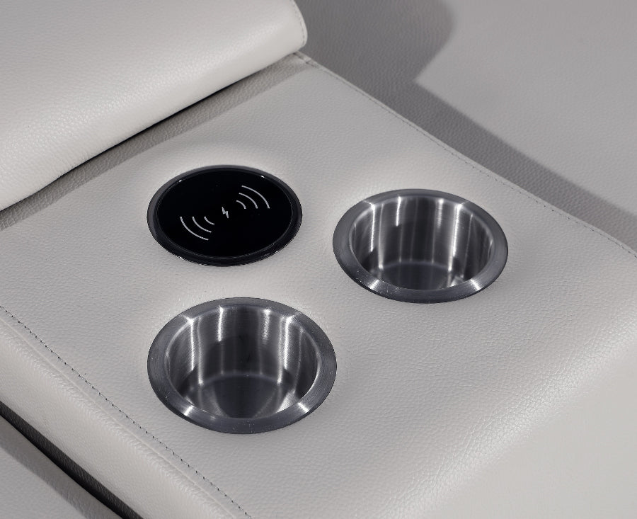 Global United 1116LG-8PC 8 pc DivanItalia light grey italian leather power reclining sectional sofa power adjustable headrests