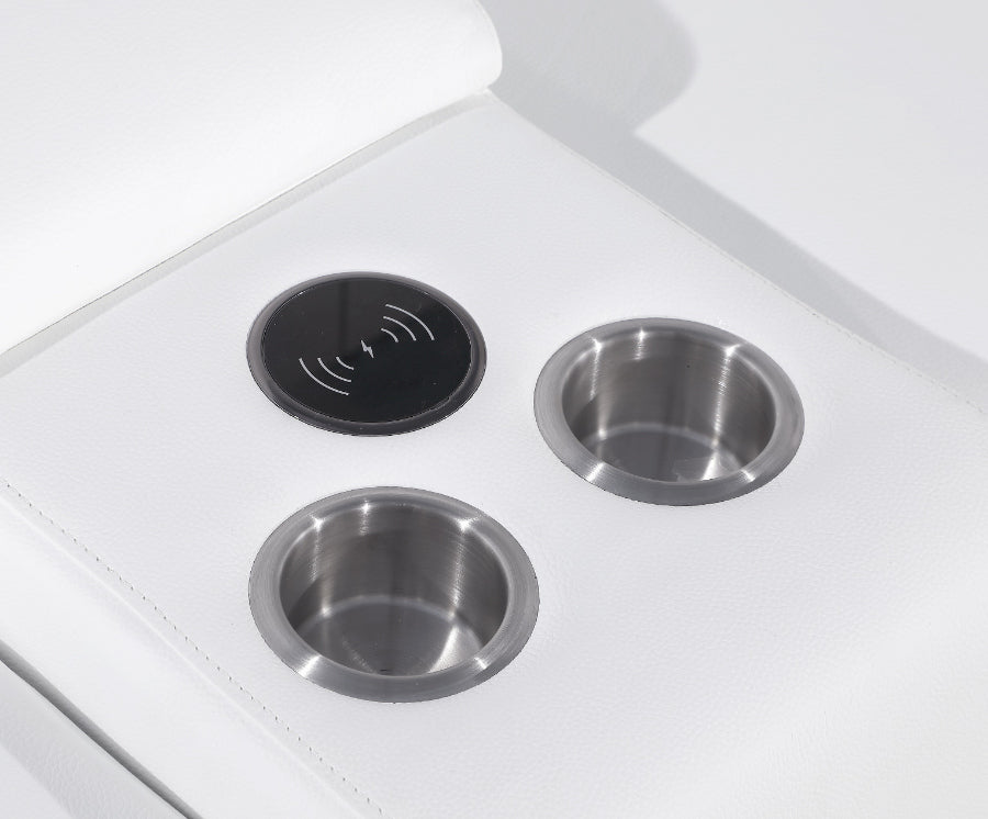 Global United 1116WH-6PC 6 pc DivanItalia white italian leather power reclining sectional sofa power adjustable headrests