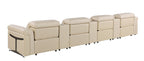 Global United 1126BG-7PC-TH 7 pc Divanitalia beige talian leather power reclining theater sofa power adjustable headrests