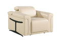 Global United 1126BG-CH  Divanitalia beige italian leather power reclining chair power adjustable headrests