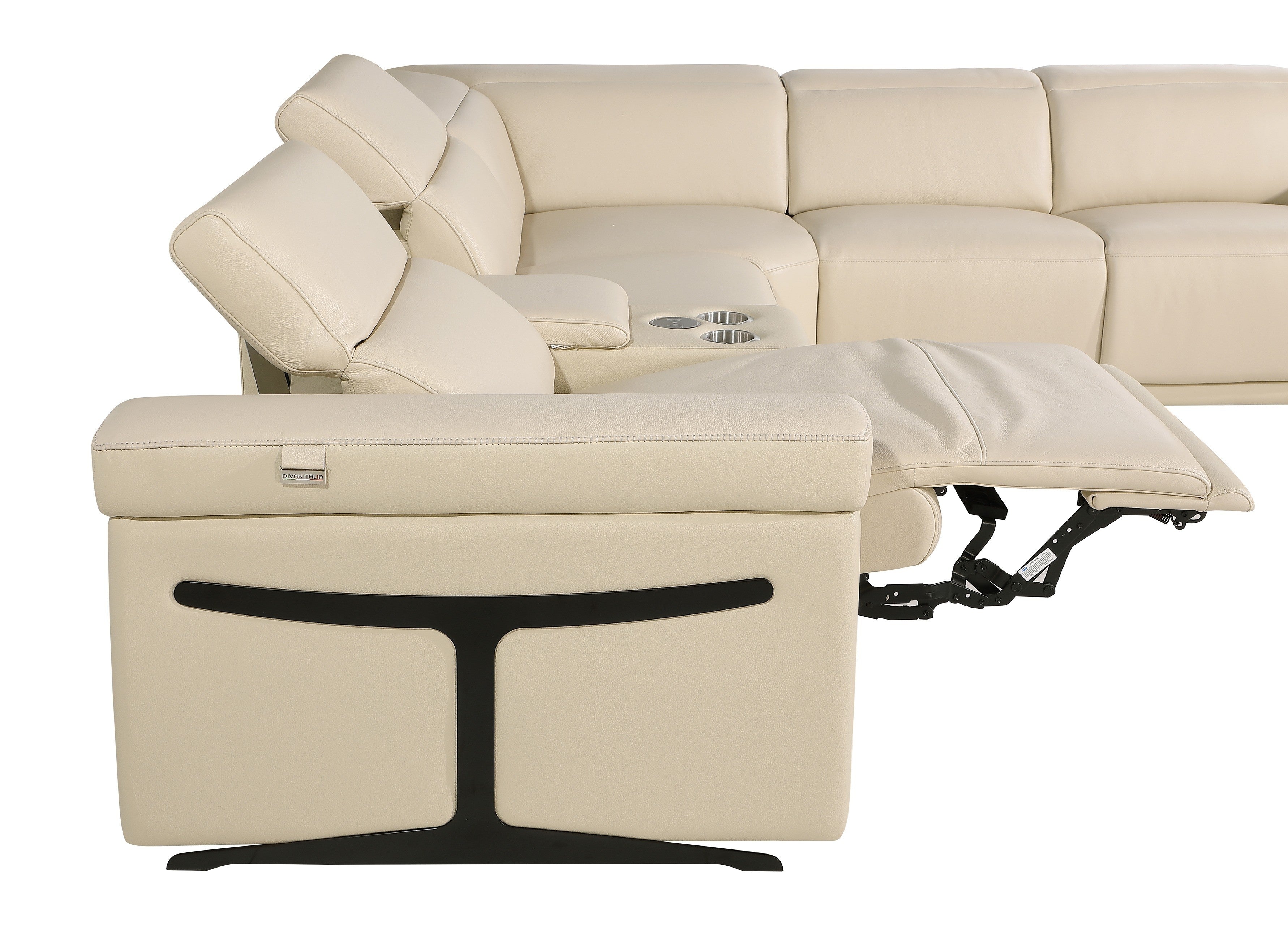 Global United 1126BG-5PC 5 pc DivanItalia beige italian leather power reclining sectional sofa power adjustable headrests