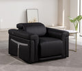 Global United 1126BK-CH  Divanitalia black italian leather power reclining chair power adjustable headrest