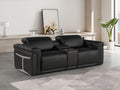 Global United DivanItalia Black Italian Leather 3-Piece Power Reclining Theater Sofa with Power Adjustable Headrests – 1126BK-3PC