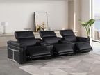Global United 1126BK-5PC-TH 5 pc Divanitalia black italian leather power reclining theater sofa power adjustable headrests