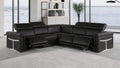 Global United 1126BK-5PC 5 pc DivanItalia black italian leather power reclining sectional sofa power adjustable headrests