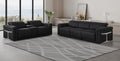 Global United DivanItalia Black Italian Leather 6-Piece Power Reclining Modular Sofa and Love Seat with Power Adjustable Headrests and Charging Pad – 1126BK-6PC-SL