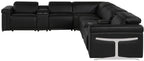 Global United 1126BK-8PC 8 pc DivanItalia black italian leather power reclining sectional sofa power adjustable headrests and console