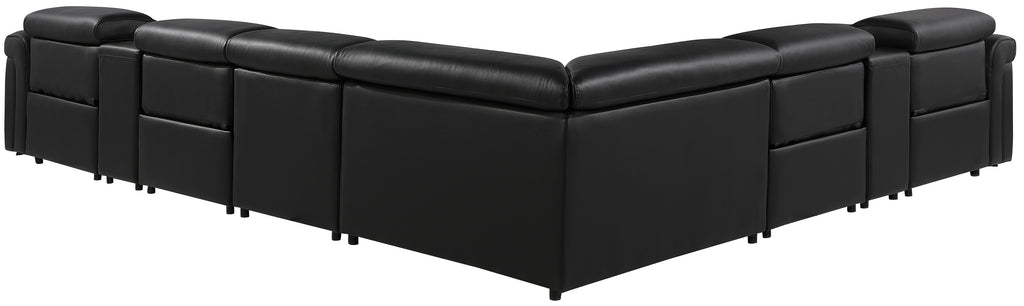Global United 1126BK-8PC 8 pc DivanItalia black italian leather power reclining sectional sofa power adjustable headrests and console